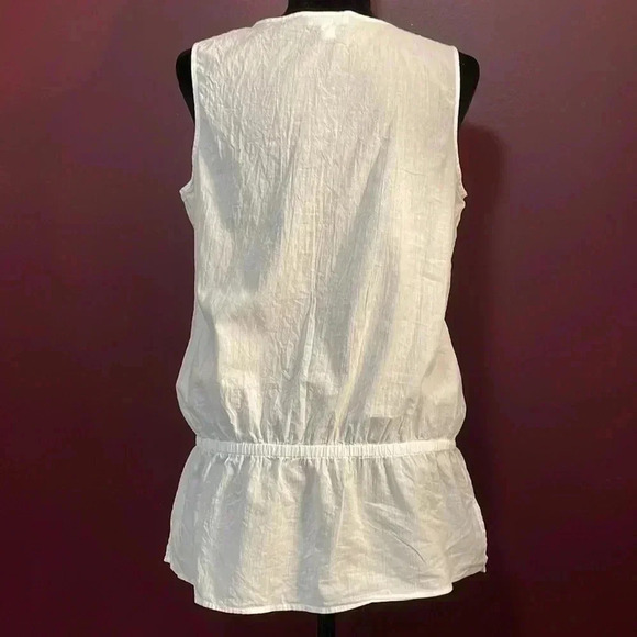 Pretty Fashion Bug Women’s Large White Embellished Sleeveless Semi Sheer Top - Picture 4 of 8